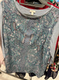 Talbots Blouse 1X Grey with multicolor pattern