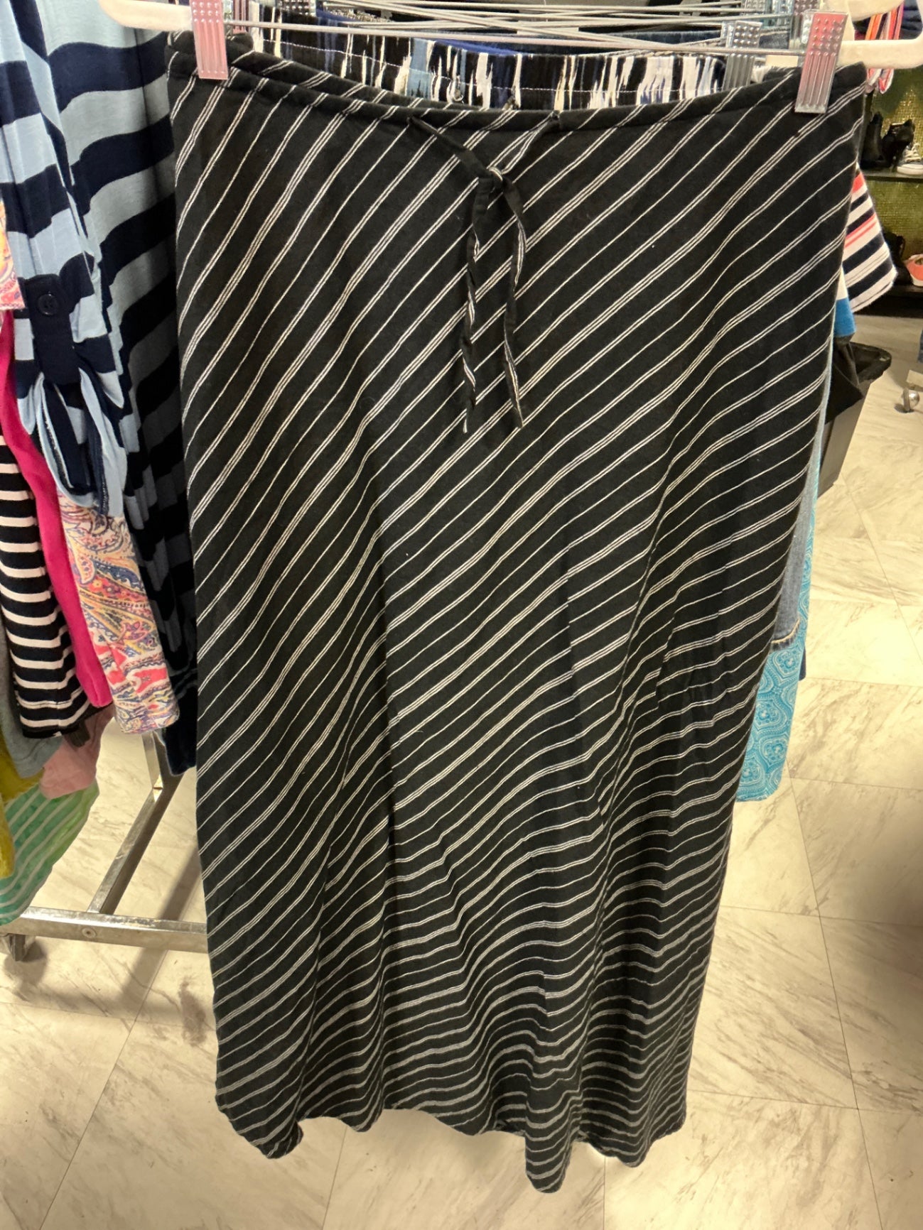 Lane Bryant Maxi Skirt 14/16 Black with White Stripes