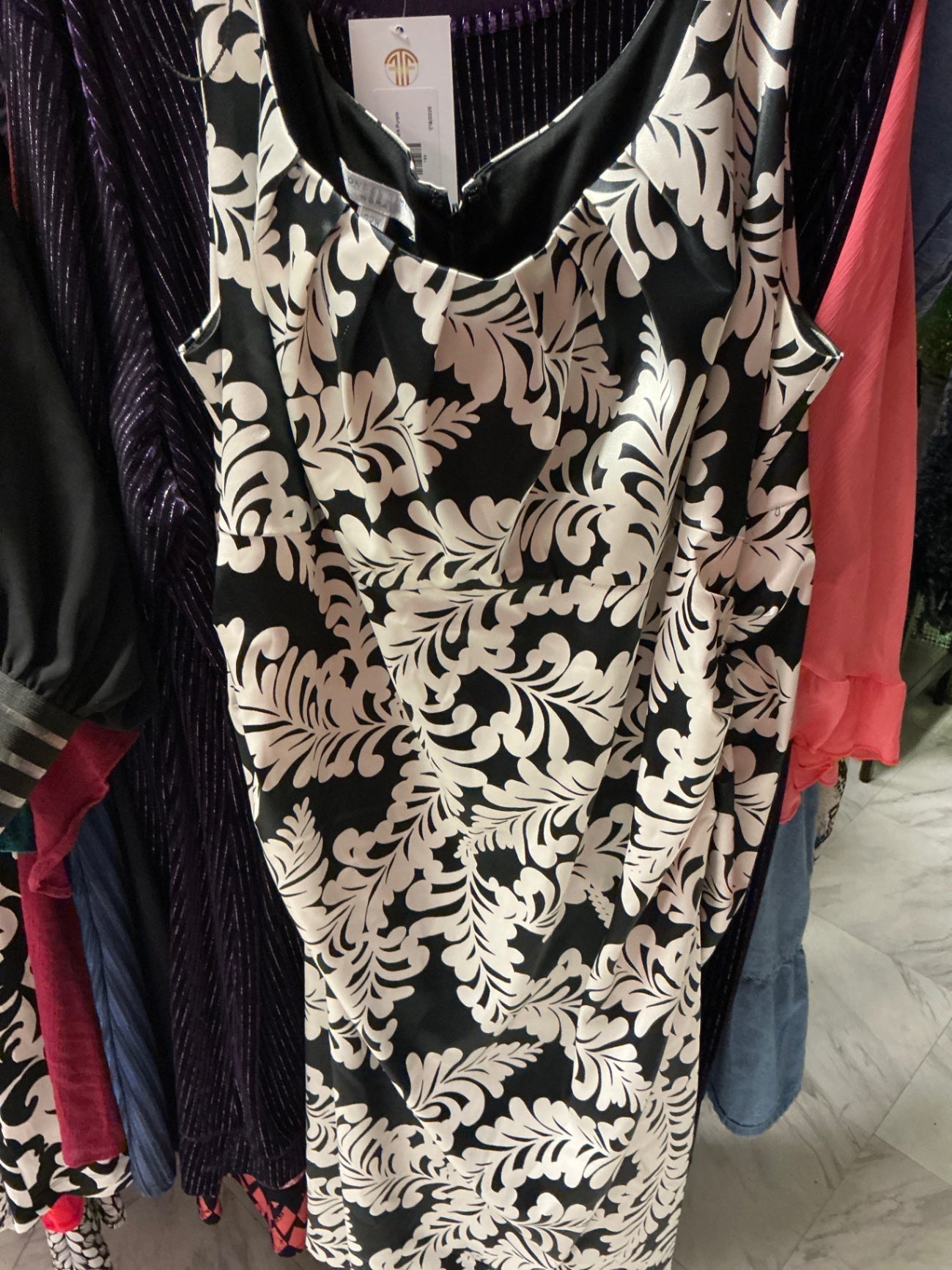London Times Dress 22 Black and White
