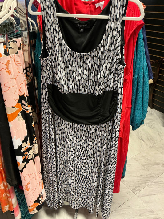 Perceptions A-line Dress 18 Black and White