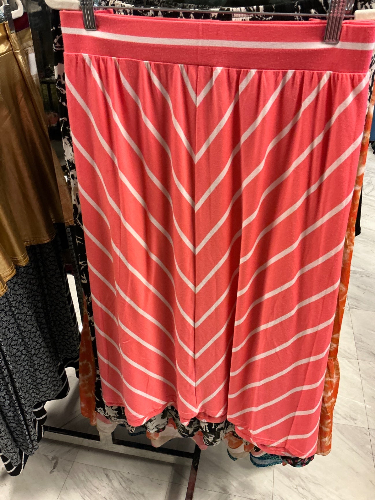 Faded Glory Skirt 3X Coral with white stripes