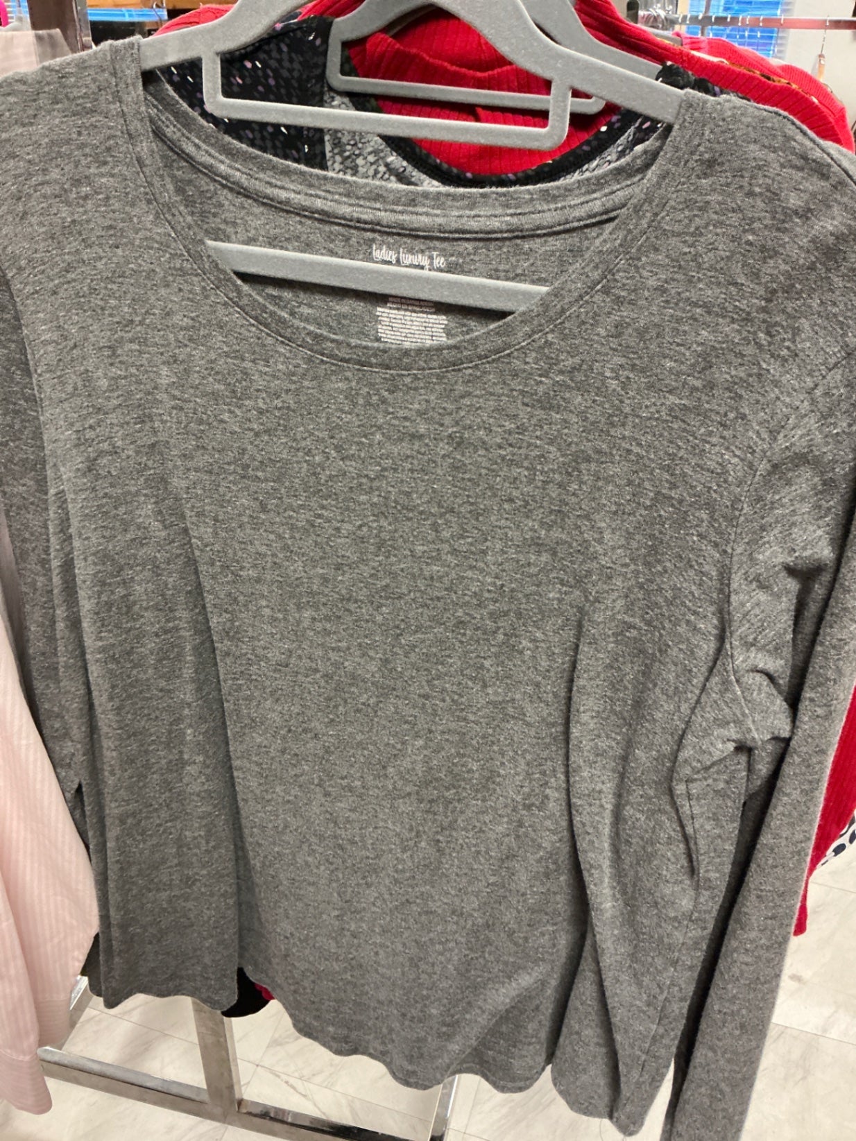 Ladies Luxury Tee Long Sleeve T-Shirt 1X Gray
