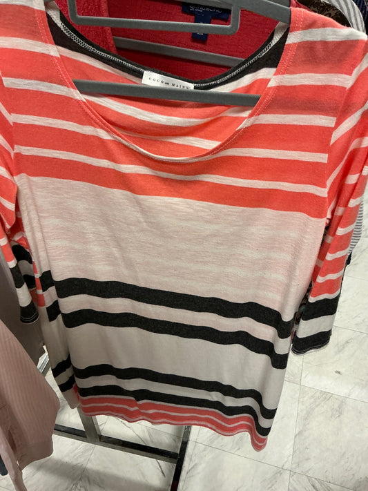 Coco and Main Striped T-Shirt XL Coral and Black