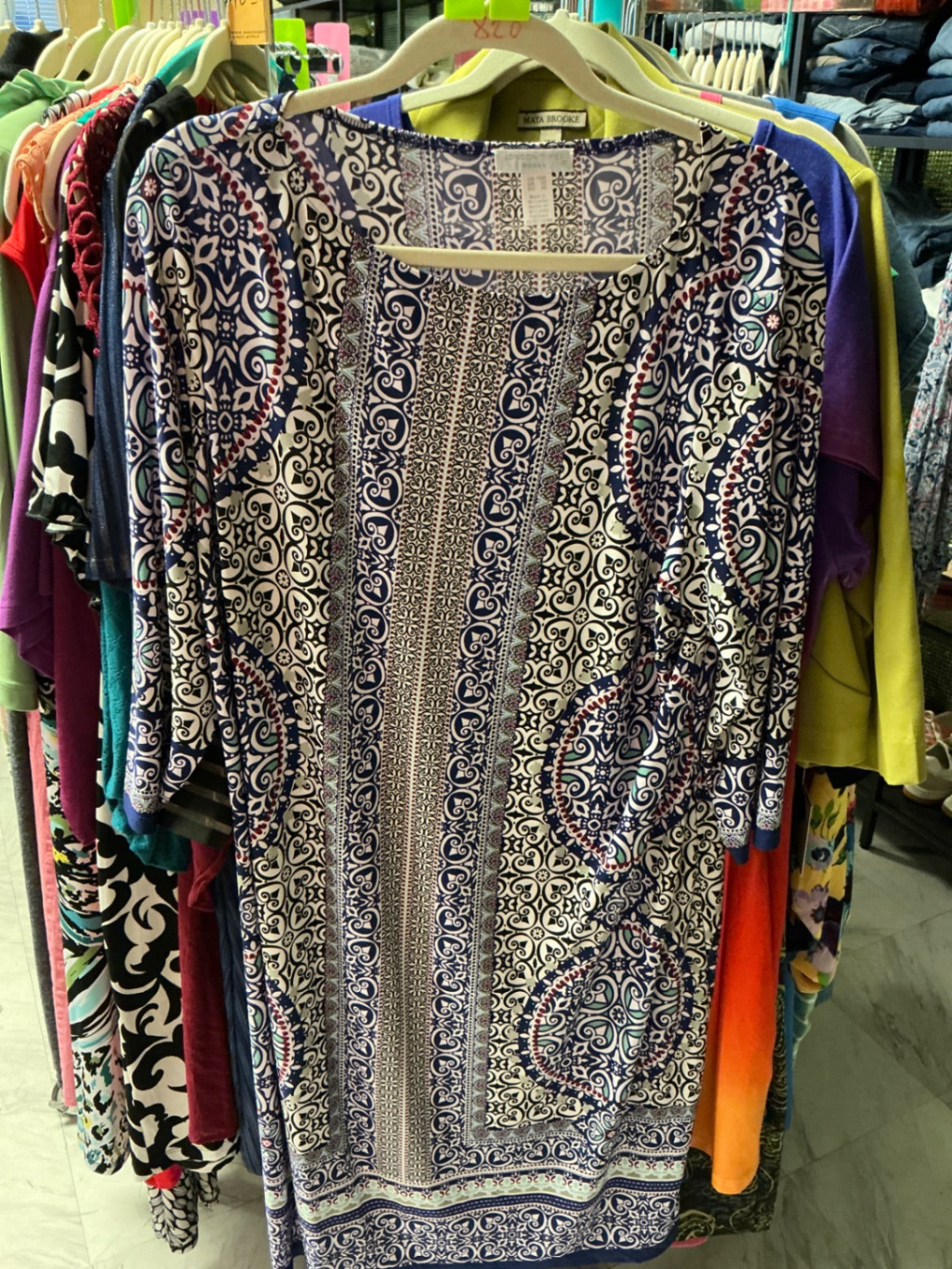 London Times Dress 18 Navy and White