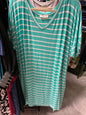 Zenana Dress 3X Teal with White Stripes NWOT