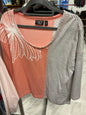 Onque Casual Long-Sleeve T-Shirt XL Coral and Gray