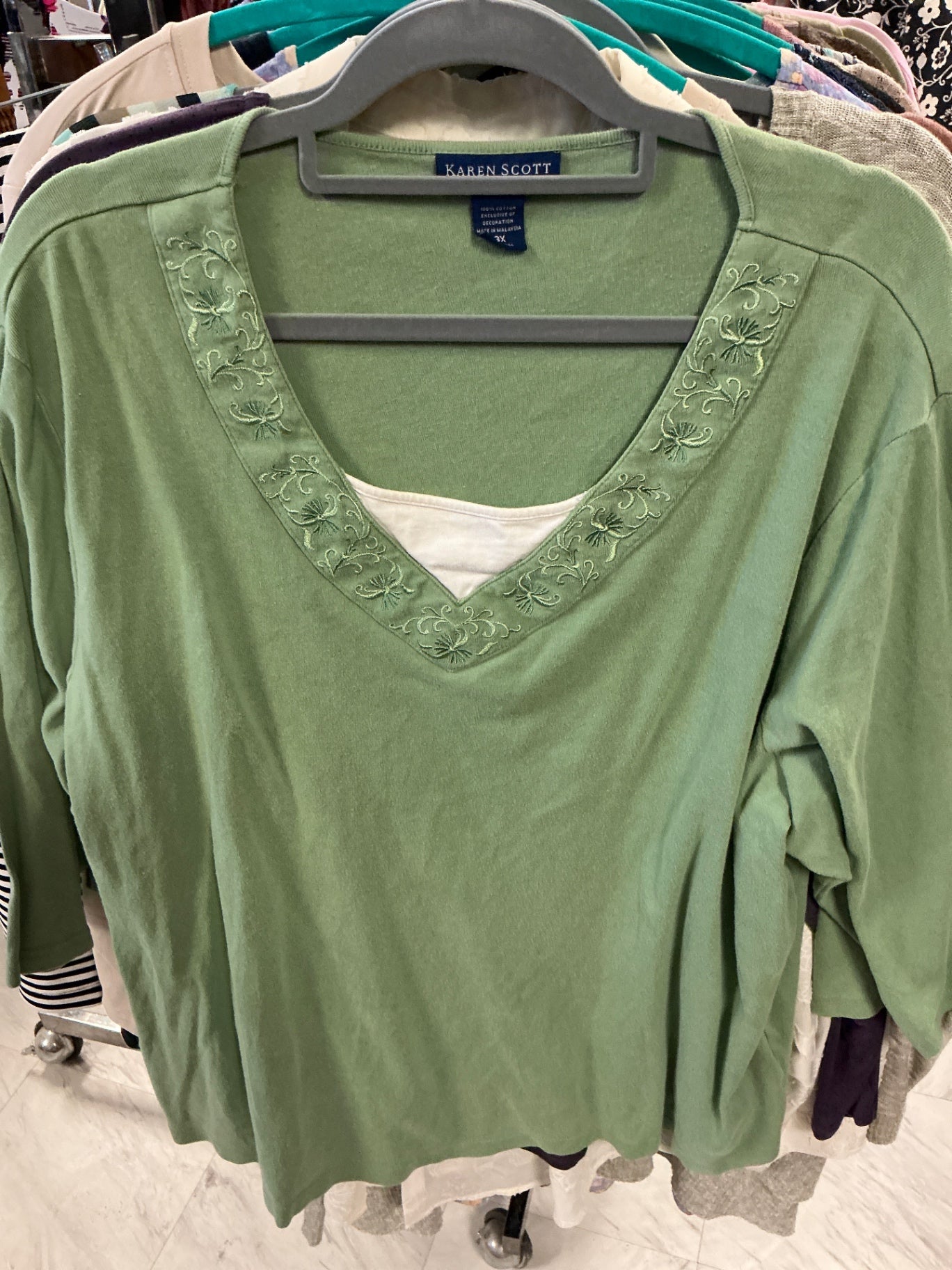 Karen Scott Shirt 3X Green