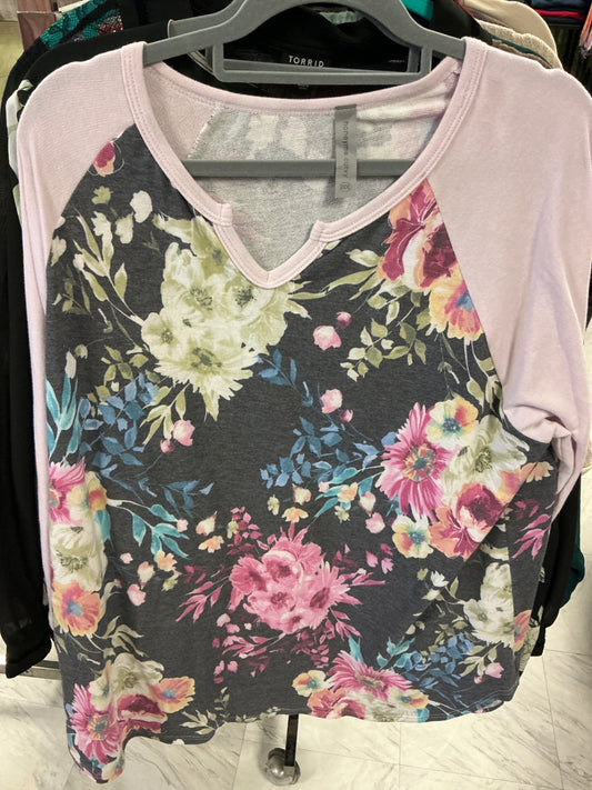 Honeyme Curvy Long-sleeve Top XXXL Multicolor with pastel pink sleeves