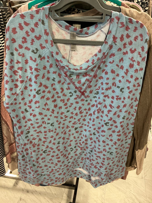 Honeyme Curvy Sweatshirt XXXL Light Blue with Red and Grey Pattern