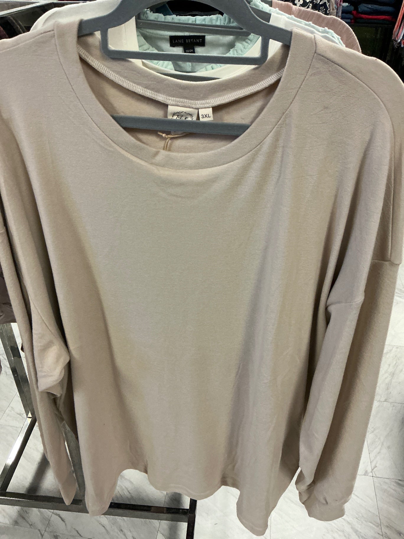 Grace & Emma Long Sleeve T-Shirt 3XL Beige NWT