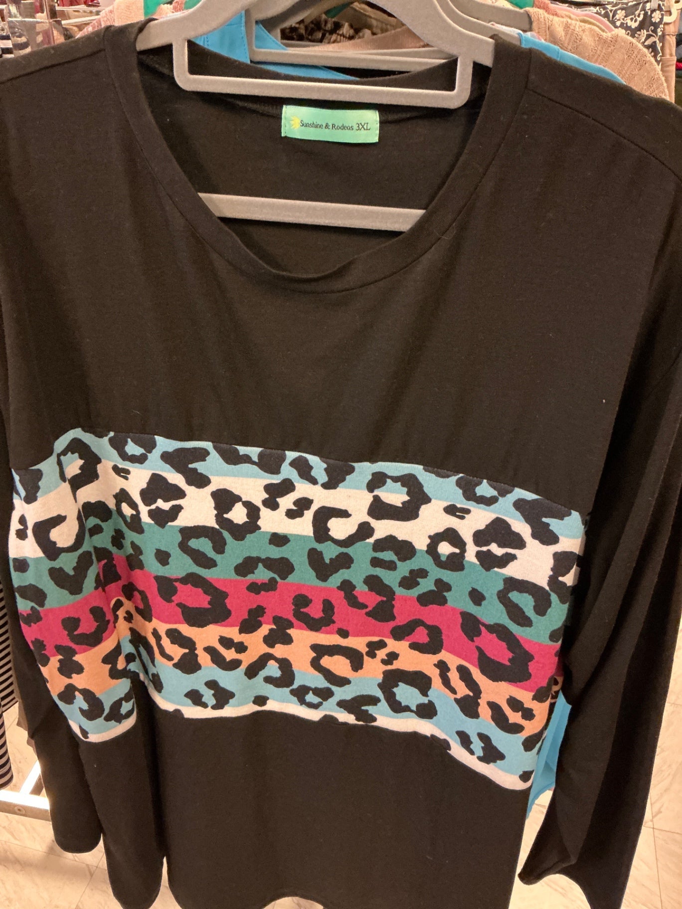 Sunshine & Rodeos Sweatshirt 3XL Black with multicolor animal print