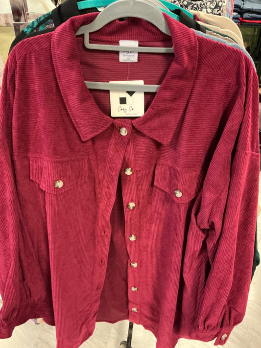 Cozy Co. Button-Down Shirt 3X Red NWT