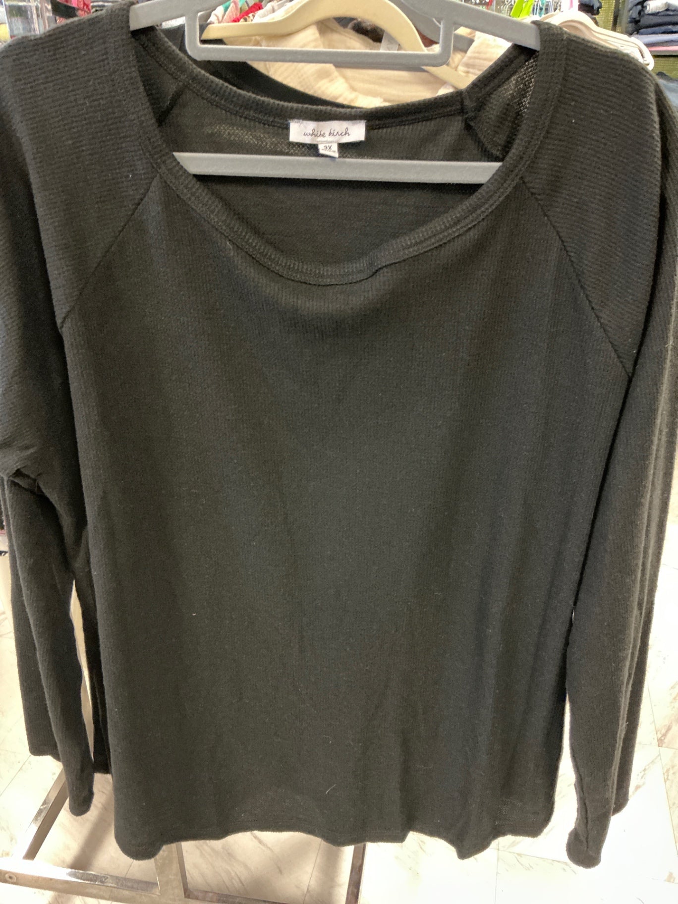 White Birch Long Sleeve Top 3X Black