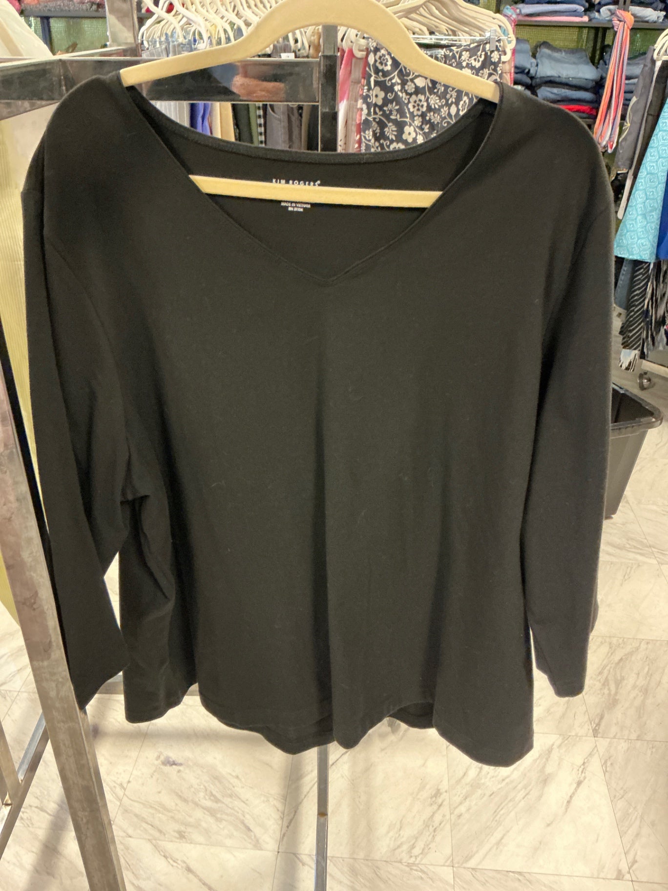 Kim Rogers Long Sleeve Shirt 2X Black NWT