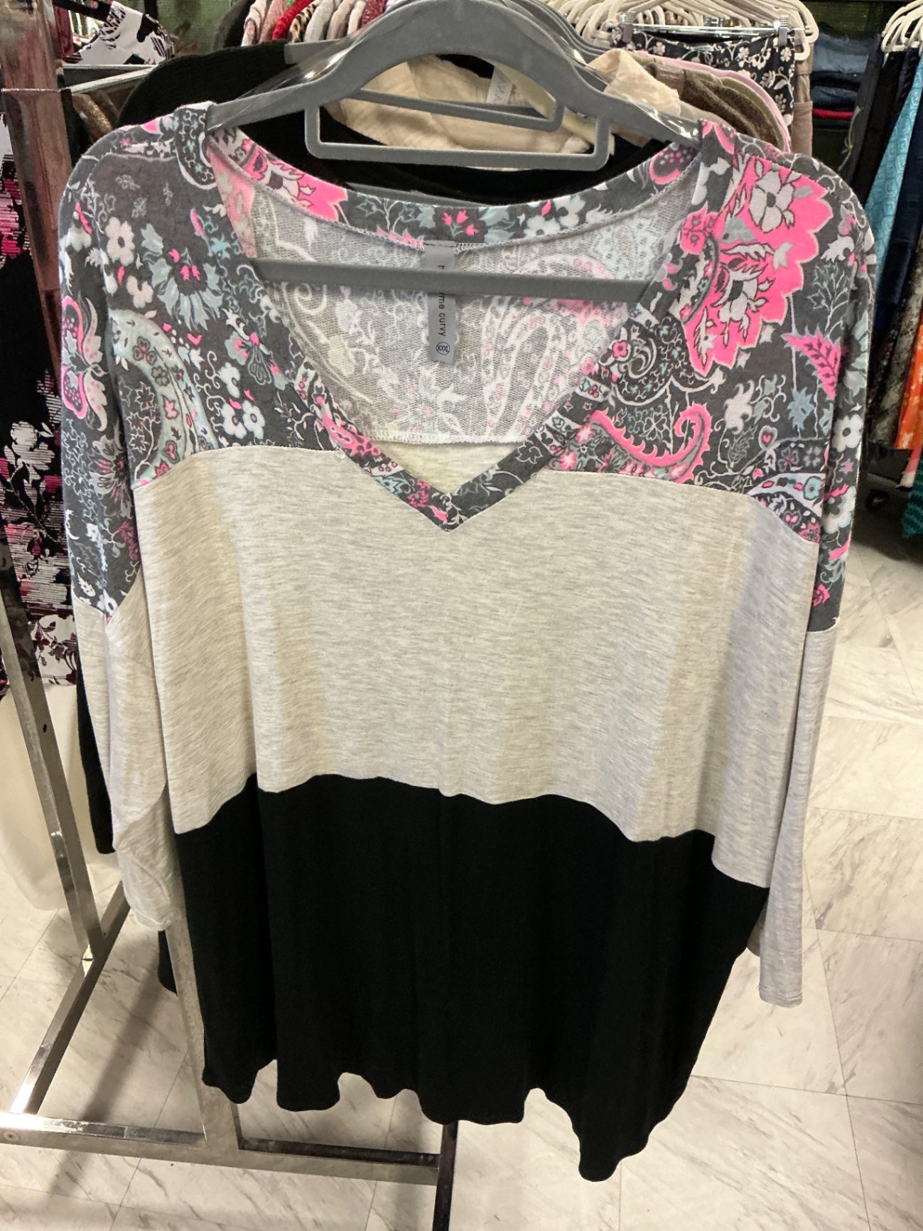 Honeyme Curvy Long Sleeve Top XXXL Multicolor (Gray, Black, Pink, White)NWOT