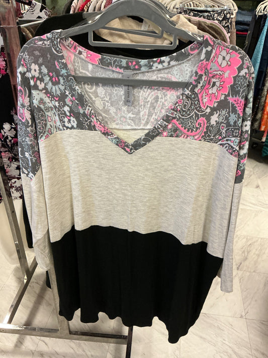 Honeyme Curvy Long Sleeve Top XXXL Multicolor (Gray, Black, Pink, White)NWOT