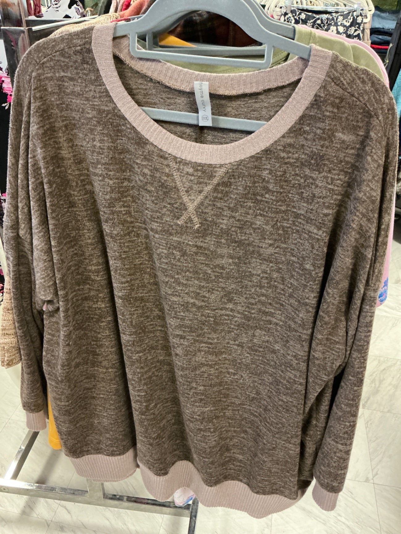 Honeyme Curvy Sweatshirt XXXL Brown NWOT