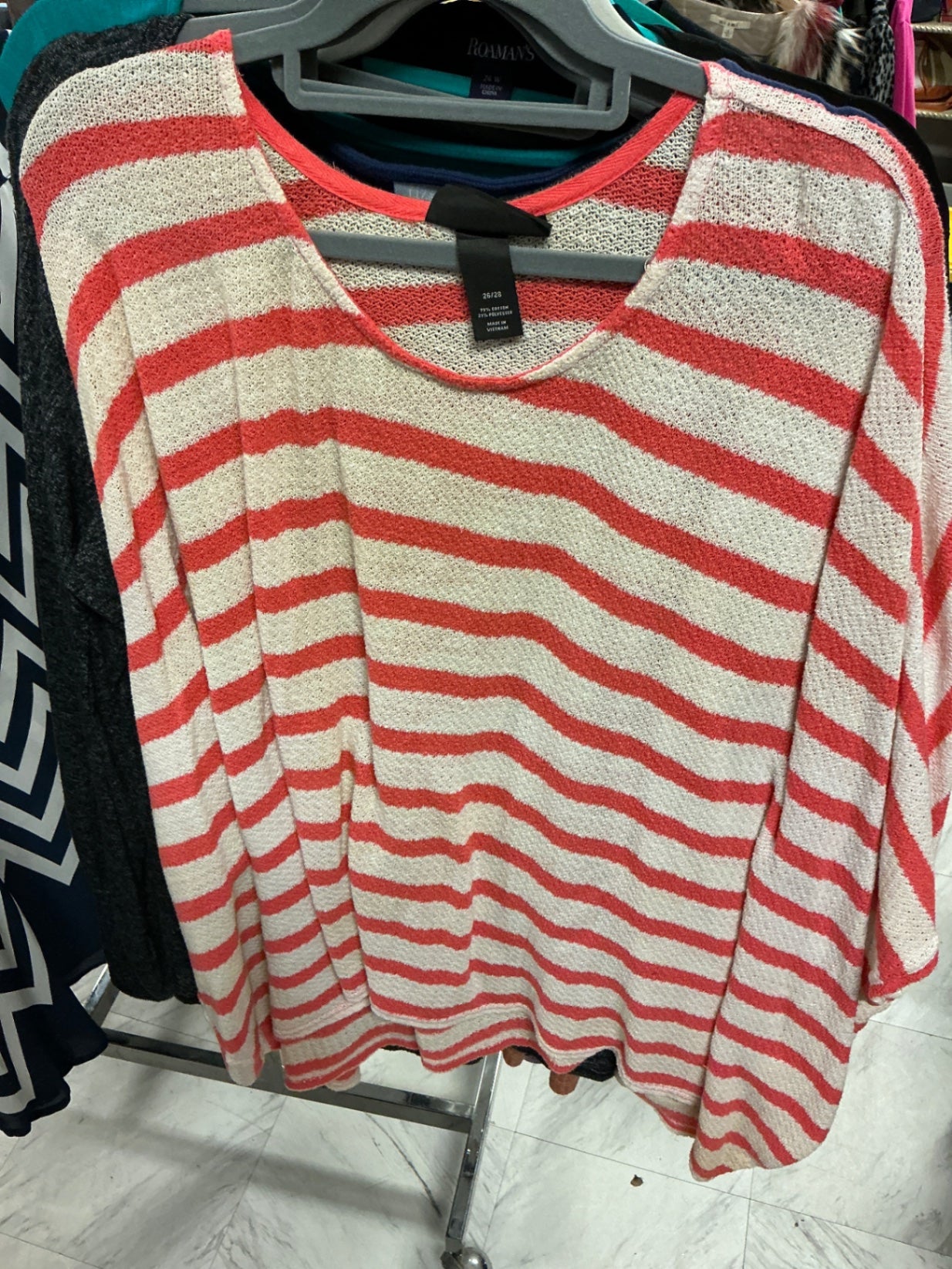 Lane Bryant Sweater 26/28 Red and White Stripes