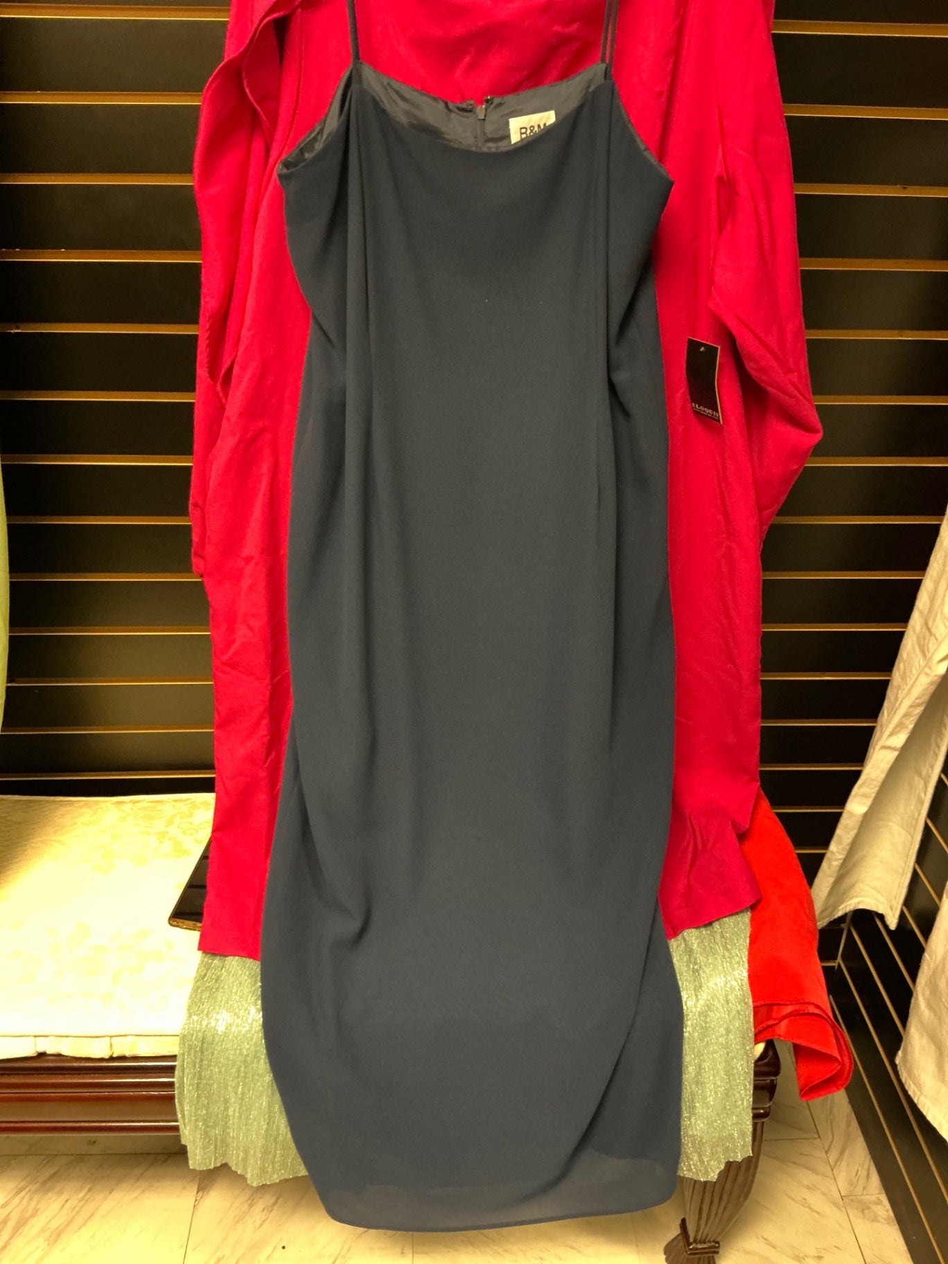 R & M Richards Slip Dress 16 Navy Blue