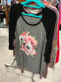 Torrid Raglan T-Shirt 5 Grey with Black Sleeves