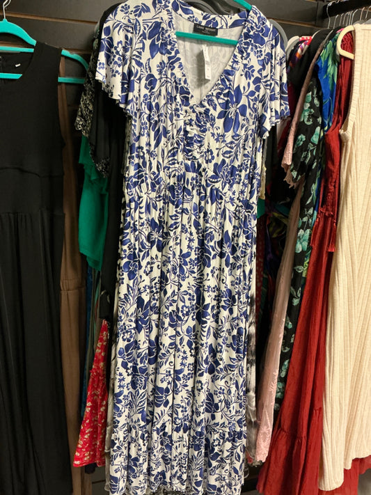 Lane Bryant Dress 14/16 White with Blue Floral Print NWT