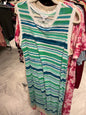 Time and Tru Sleeveless Dress XXL Green and Blue Striped