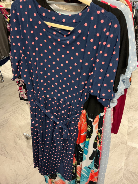Croft & Barrow Dress XXL Navy blue with pink polka dots
