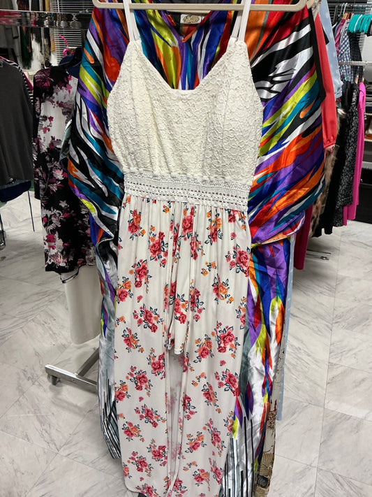 No Boundaries Skirted Romper XL White with Floral Print