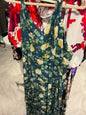 Old Navy Maxi Dress 4X Teal with Yellow Floral Print