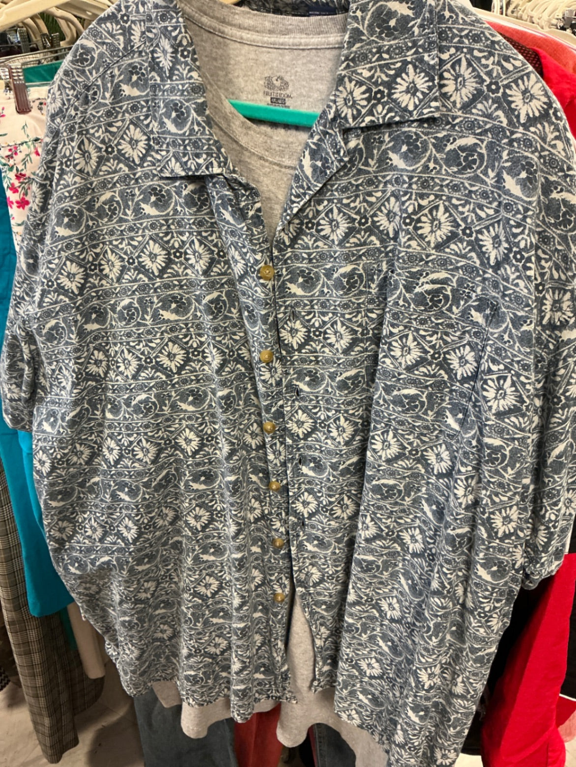 Harbor Bay Button-up Shirt 4X Blue