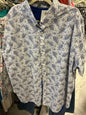 Roundtree & York Button-Up Shirt XXL White with Blue Paisley Print