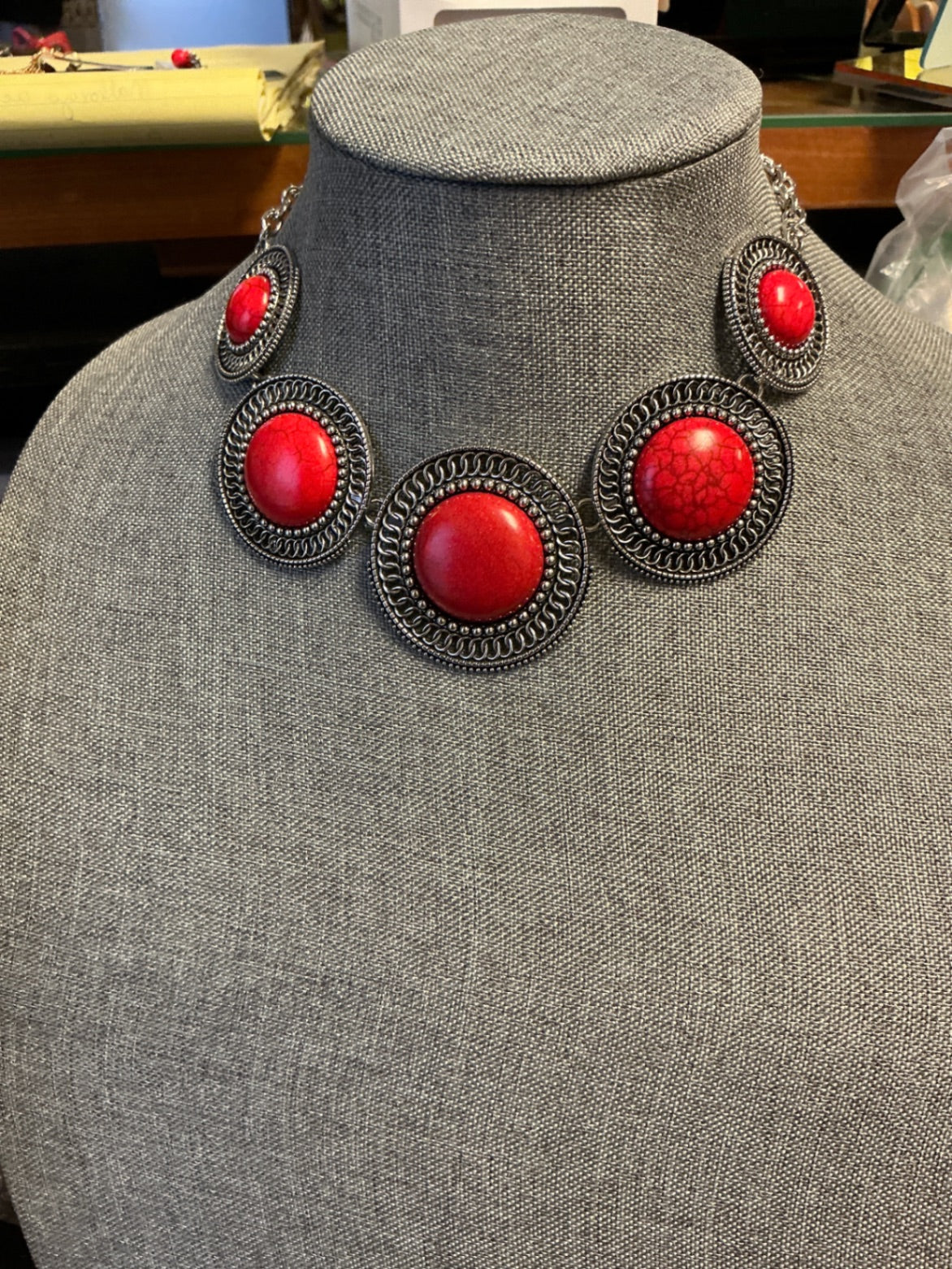 Paparazzi Necklace Red and Silver NWOT