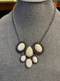 Paparazzi Necklace 2 pc Set Silver and White