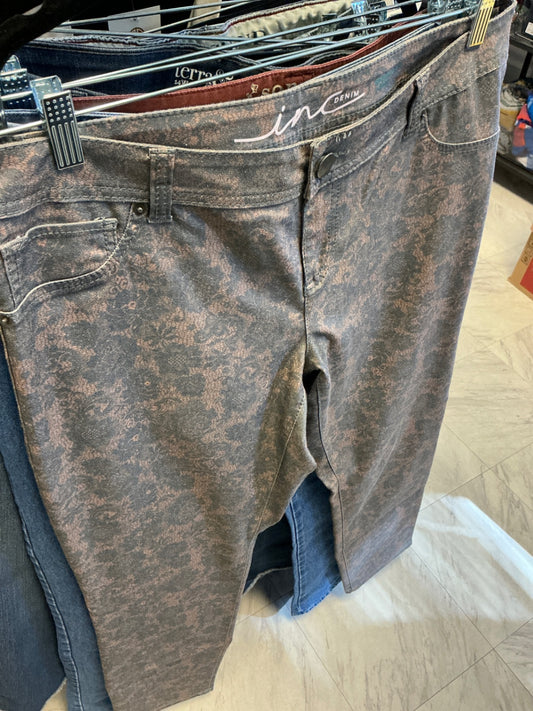 INC Jeans 14 Gray with floral pattern