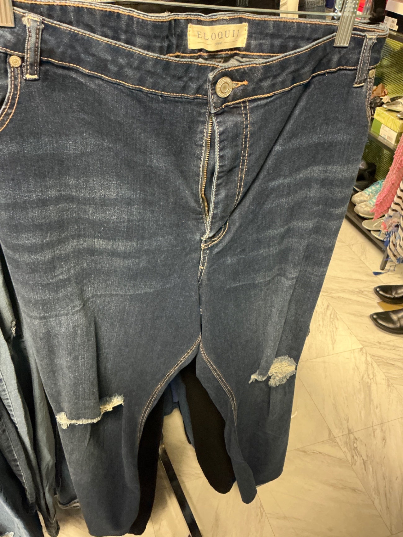Eloquii Distressed Jeans 26 Dark Blue NWT