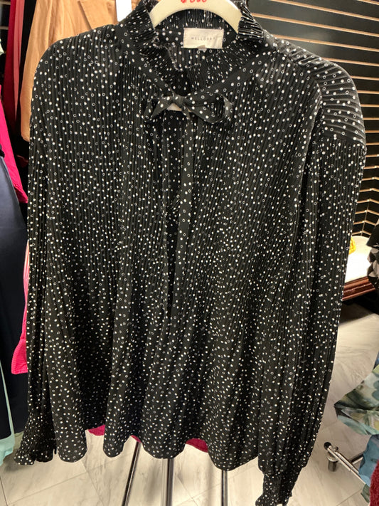 Melloday Blouse 1X Black with White Dots