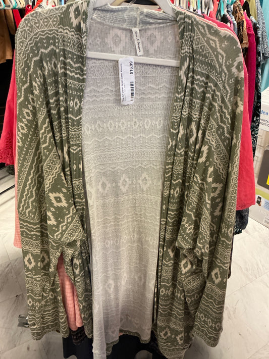 Now N Forever Cardigan 3X Olive Green and White