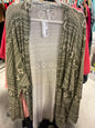 Now N Forever Cardigan 3X Olive Green and White