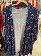 LulaRoe Cardigan 3XL Navy Blue with Pink NWOT