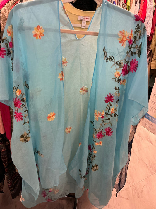 Southern Stitch Kimono O/S Light Blue