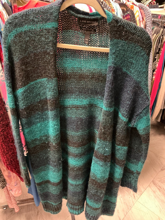 Lane Bryant Cardigan 14/16 Teal and Brown