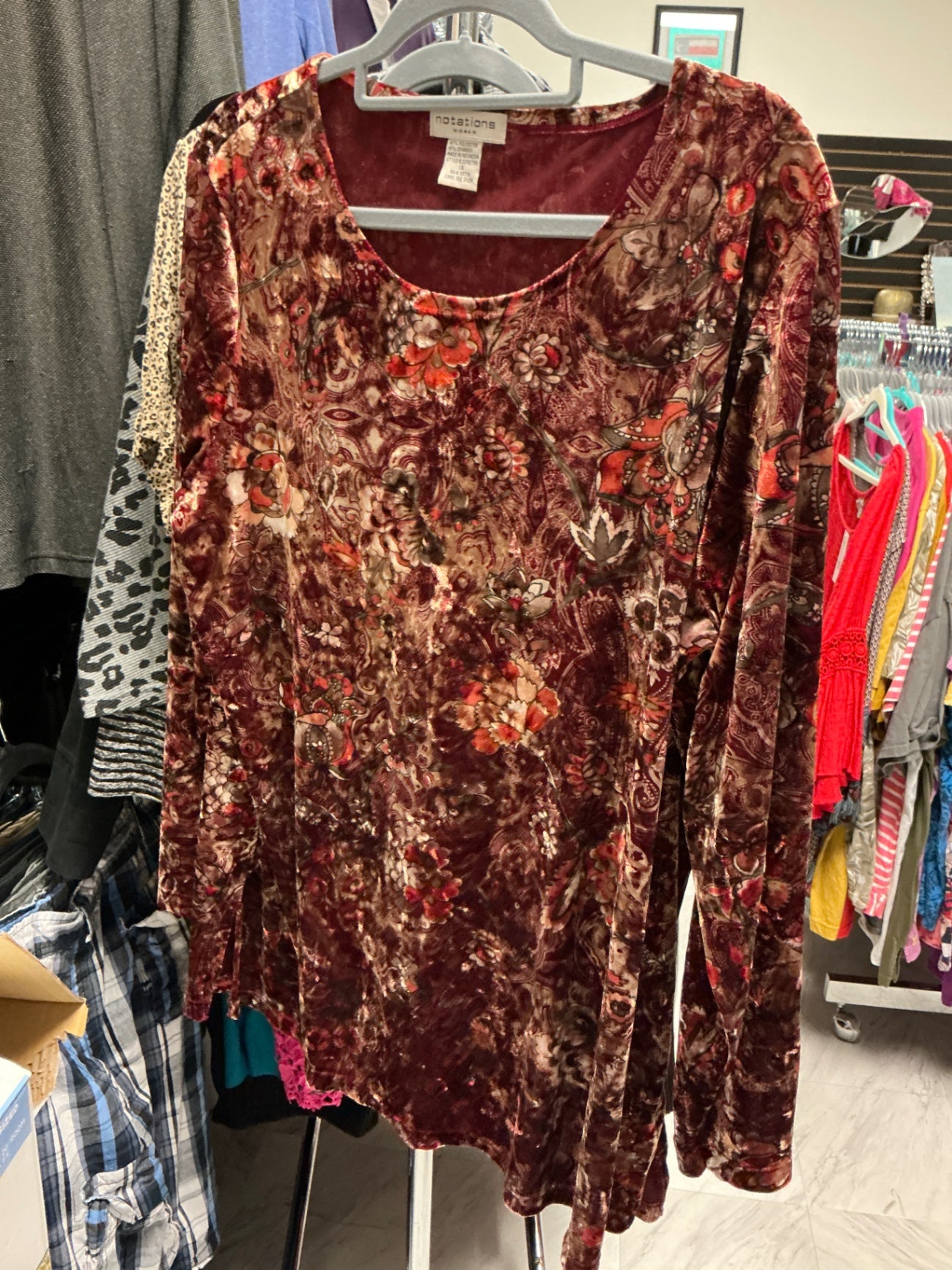 Notations Long Sleeve Top 1X Burgundy