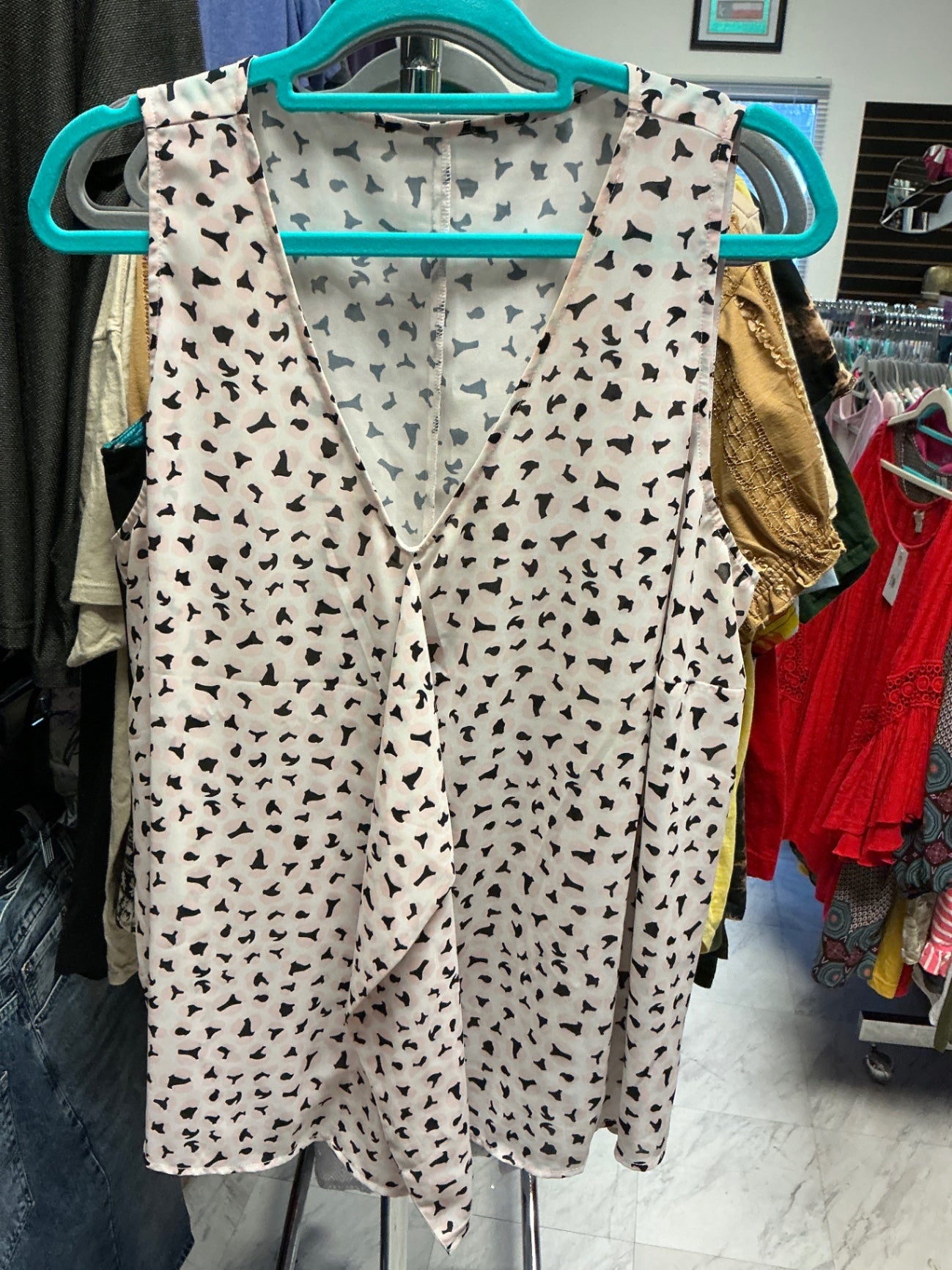 Tank Top 2X Light Beige with Black Patterns