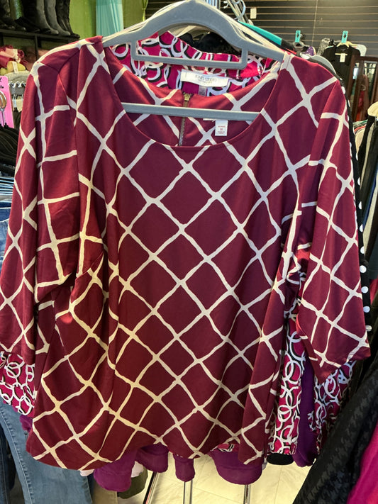 db Blouse 1X Burgundy
