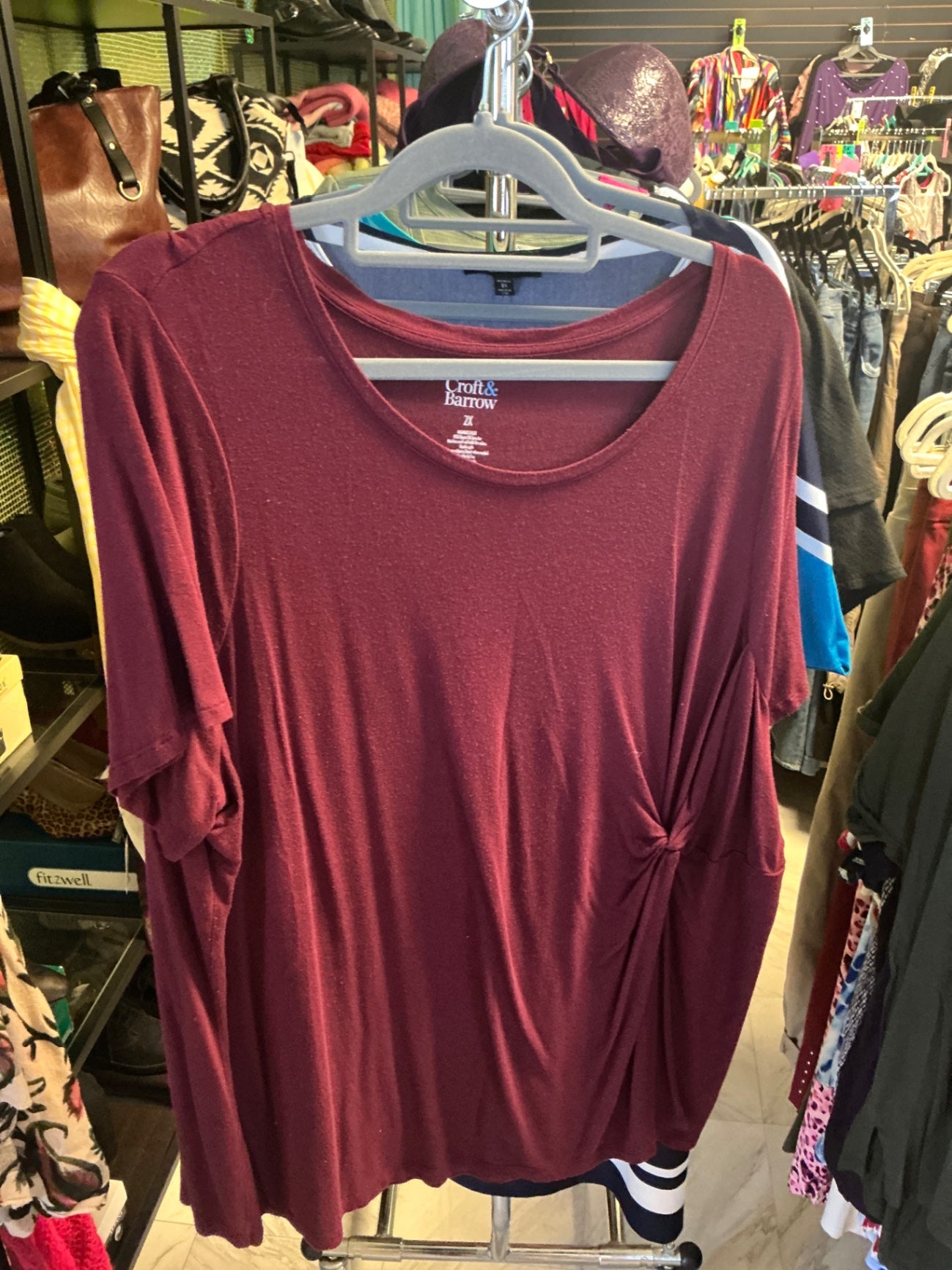 Croft & Barrow T-Shirt 2X Burgundy