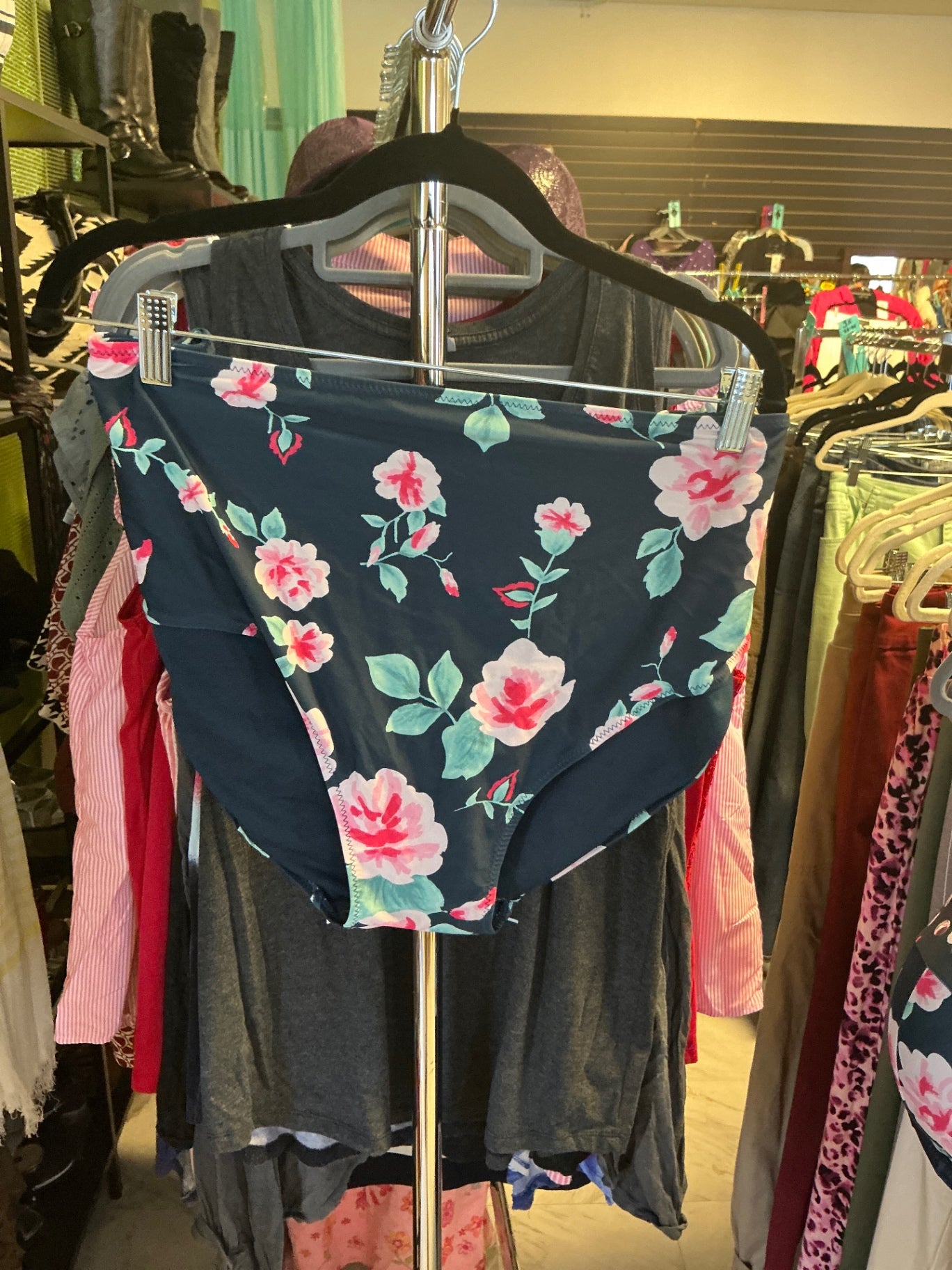 Paramour Swim Bottom 3X Navy Blue with Floral Print
