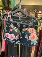 Paramour Swimsuit top 3X Navy Blue with Floral Print