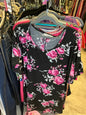 Nemidor T-Shirt 22 Black with Pink Floral Print