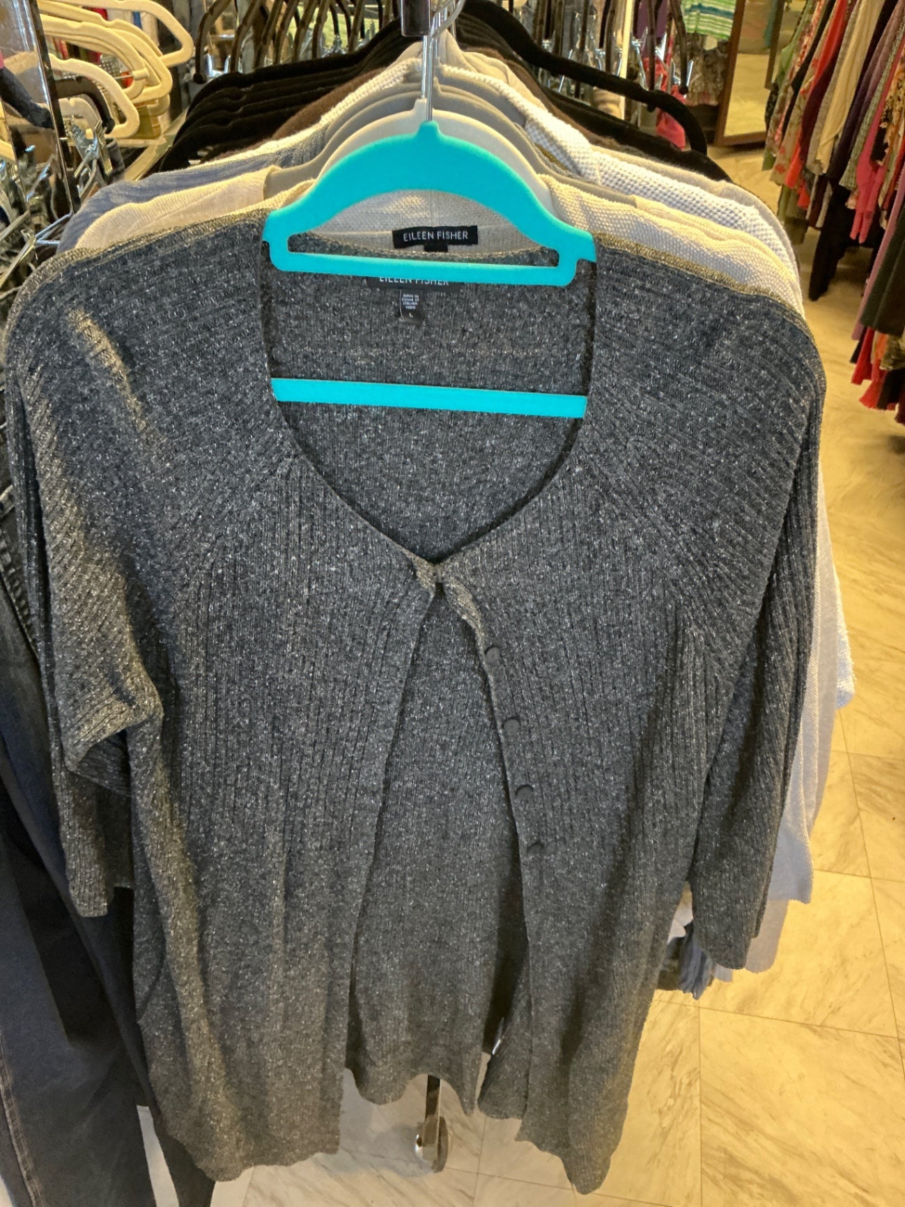Eileen Fisher Cardigan L Gray