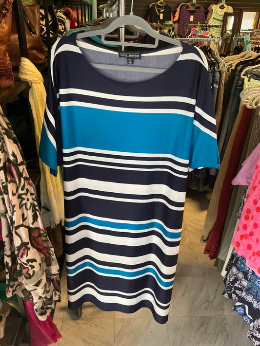 Karen Stevens Dress 2X Navy Blue and Teal